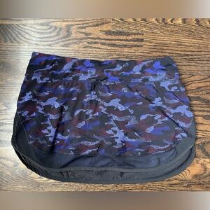 Lululemon purple camo tennis skirt with shorts - size 8